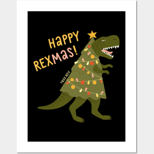 Tyrannosaurus christmas tree rex Posters and Art